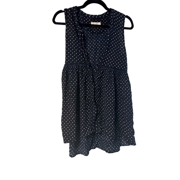 Anthropologie Nia Navy Polka Dot Sleeveless Gauze Tunic Blouse Size S - Picture 6 of 10